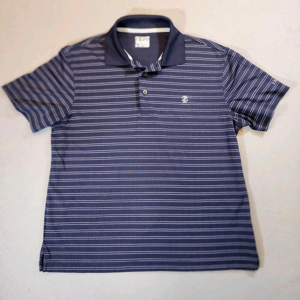 Izod Golf Polo Blue‎ Striped Medium